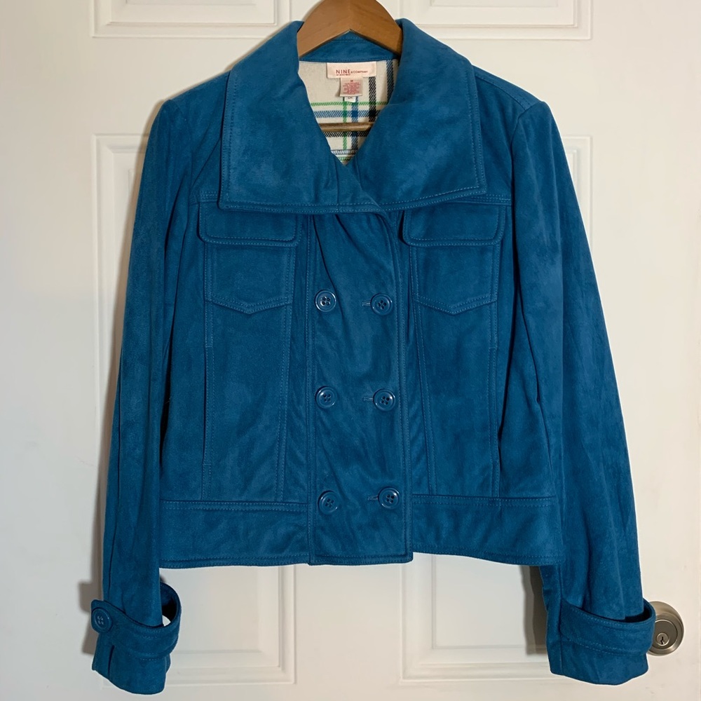 Nine West Blue Faux Suede Flannel Lined Jct Sz M